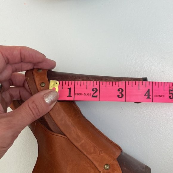 Ugg Brown Calf Hair Peep Toe Platform Heels Size 36.5 - Picture 9 of 10